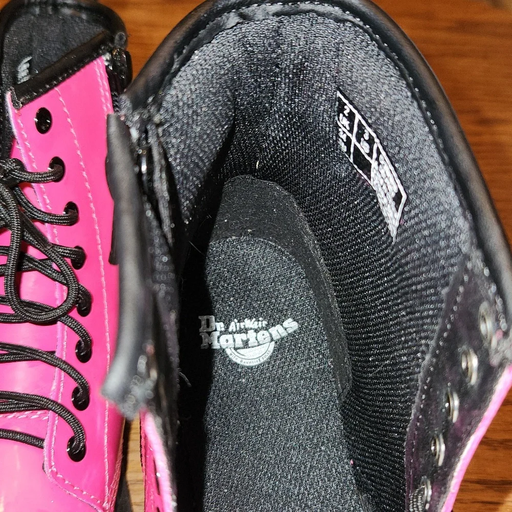 Dr Martens Hot Pink Lace Up/Side Zip Combat Boots Size Girls 3